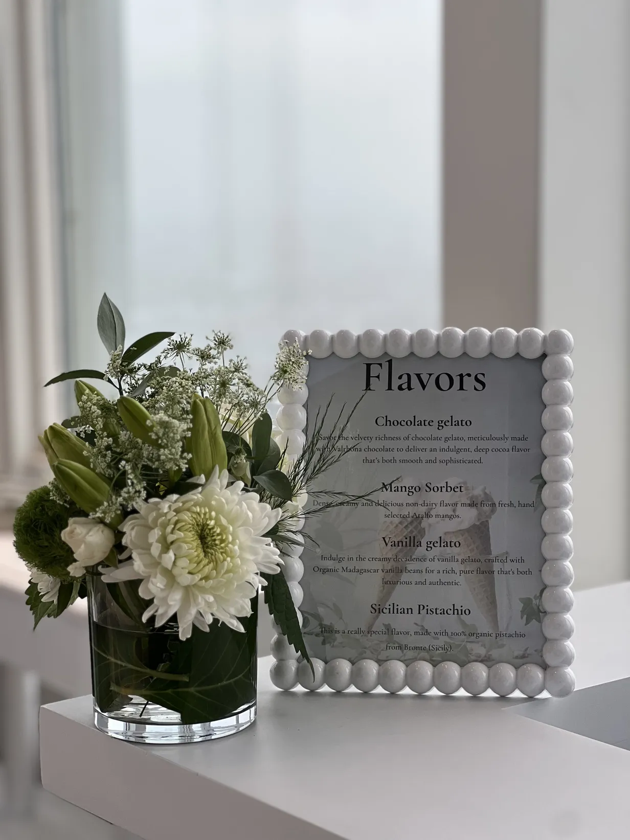 flavors gelato bar, catering for luxury party