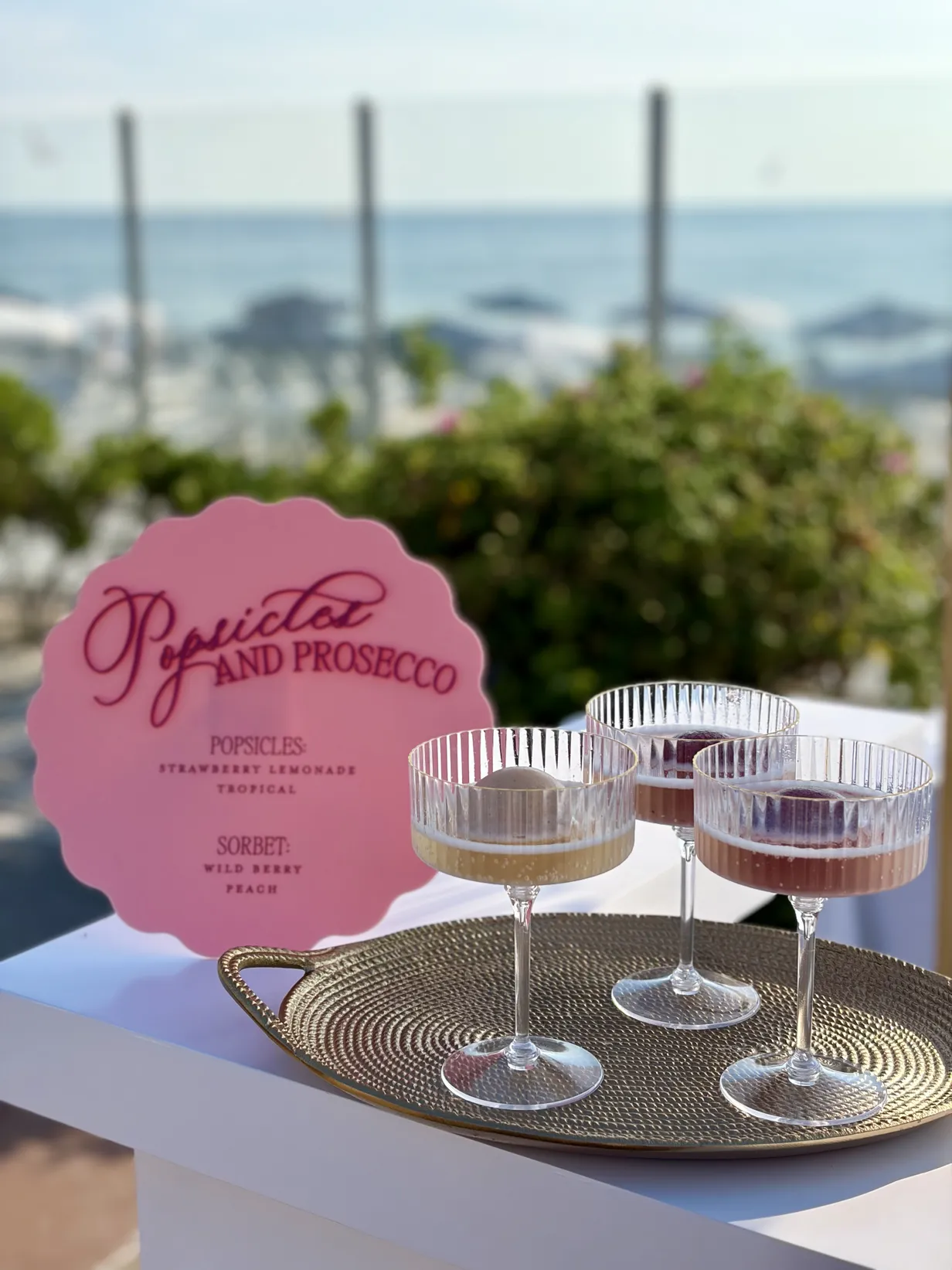sorbetto and a glass of prosecco on the beach, cape cod