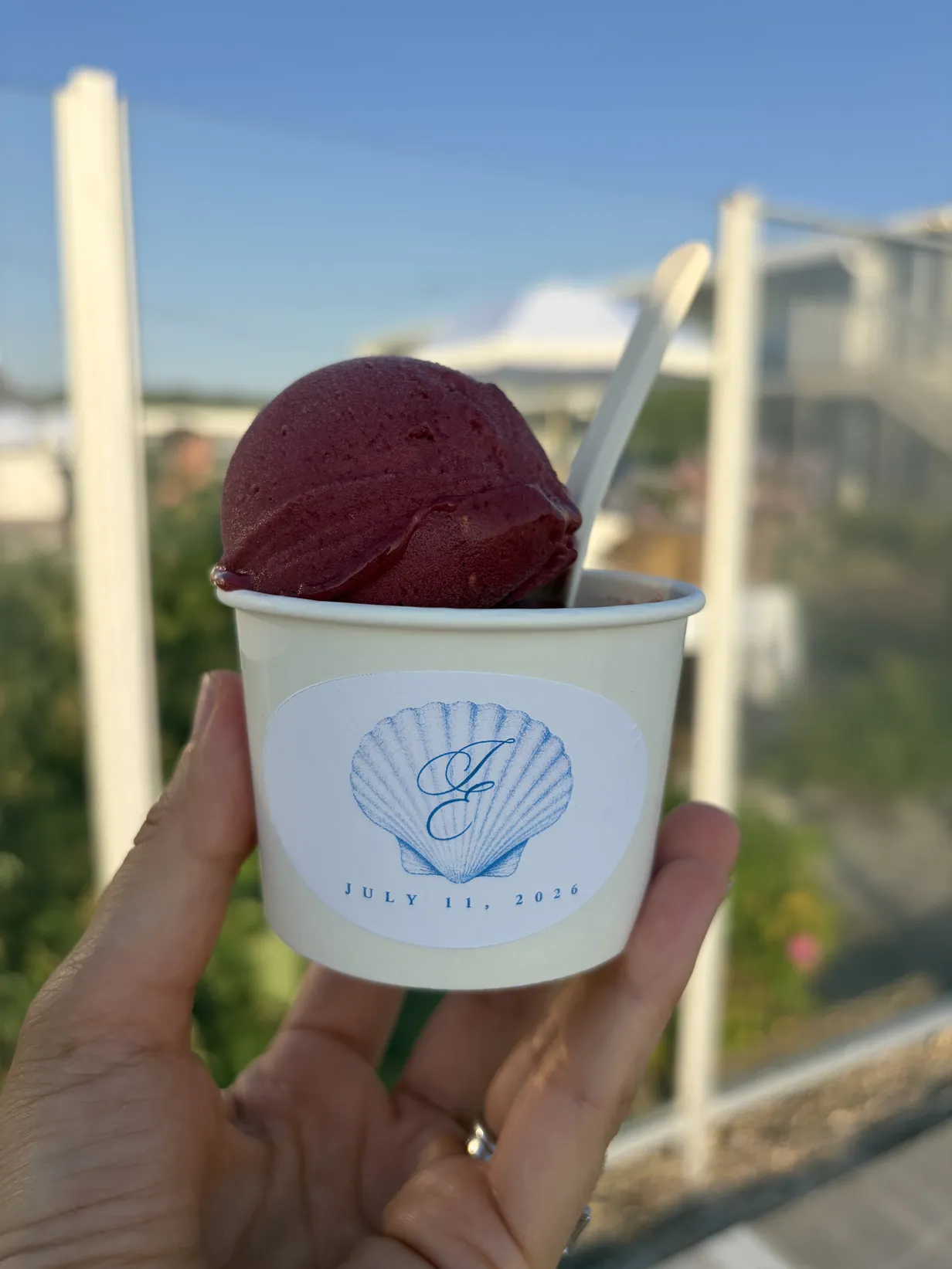 organic berry sorbet at luxury wedding